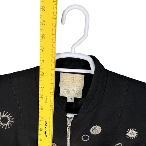 Alberto Makali Caché 8 / M Black Evening Blazer Silver Sunburst Star Embroidery - Picture 9 of 13
